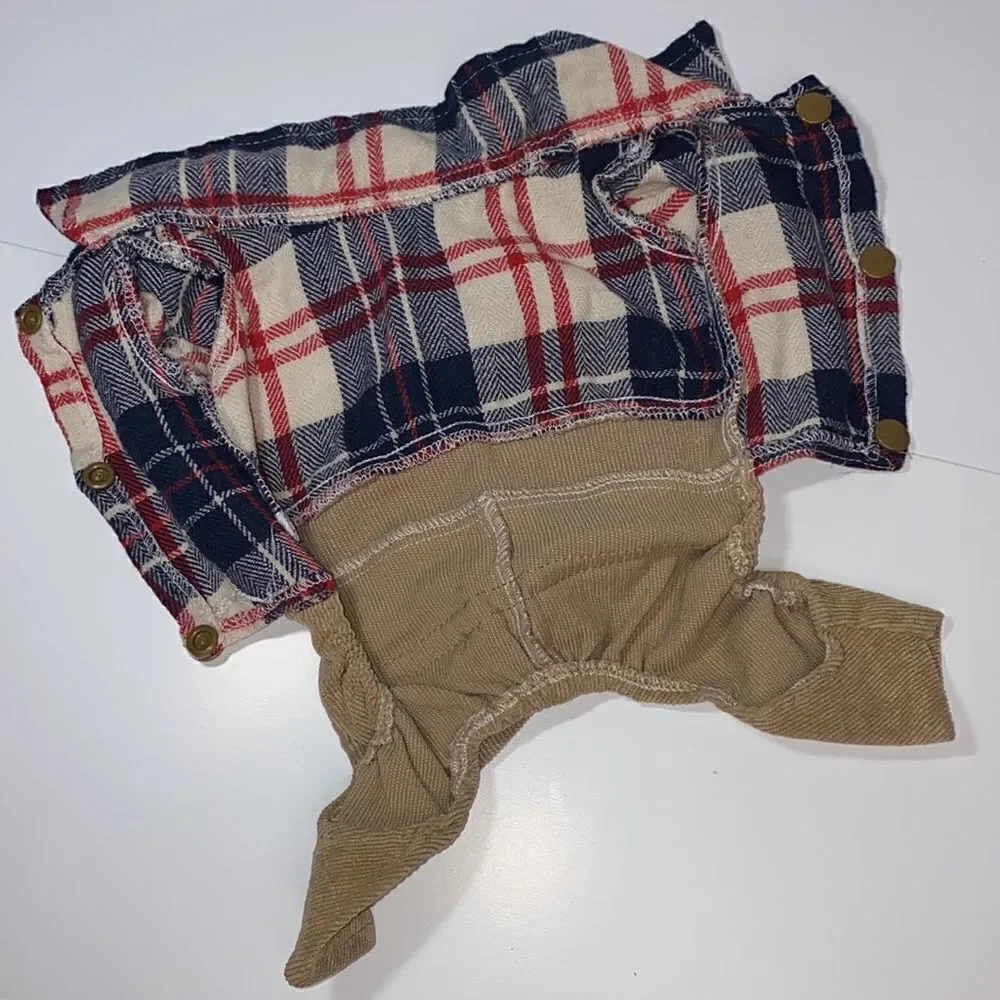 Flannel & Corduroy Dog Overalls Jumpsuit